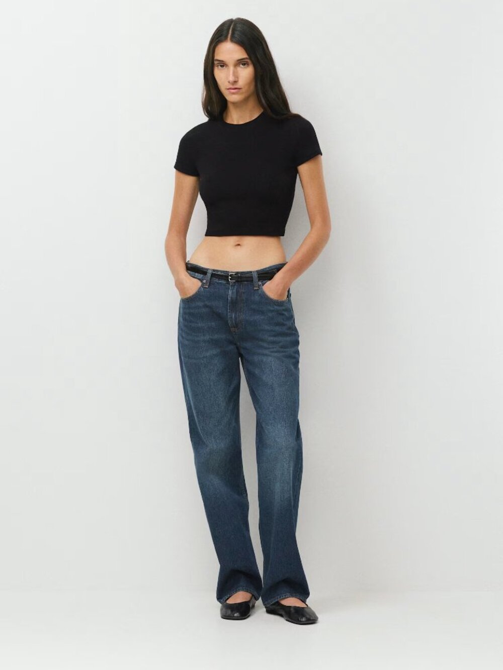 Aritzia Black Homestretch Rib Tune Waist T Shirt